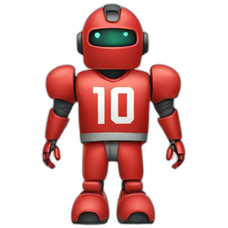 red robot wearing jersey number 10 emoji