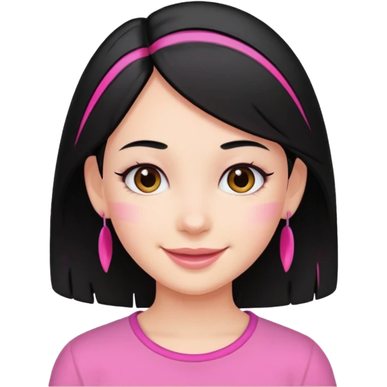 girl with black hair and pink streak by ear emoji