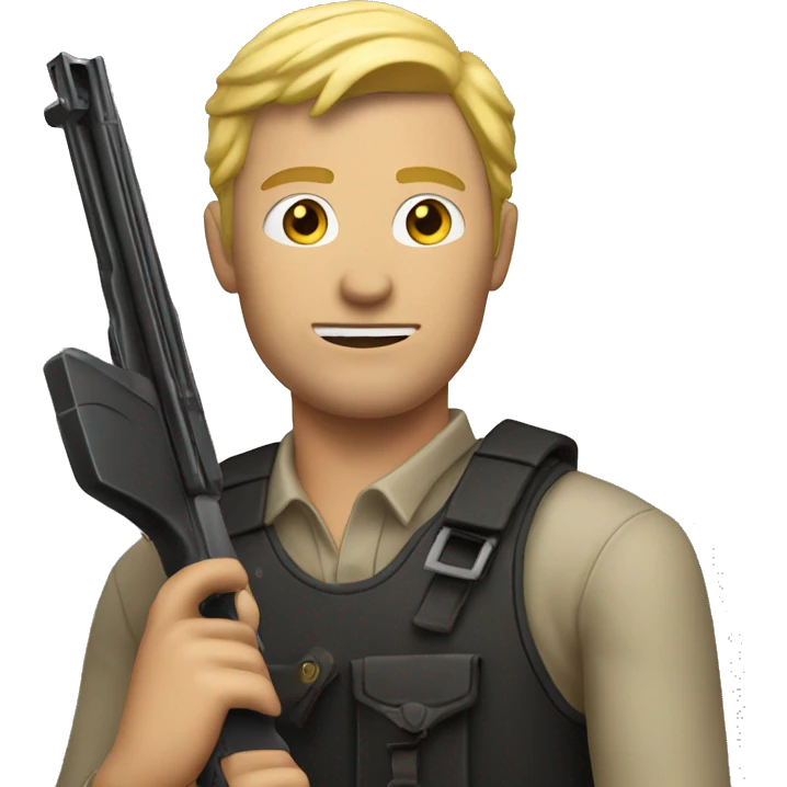 Blonde man holding shotgun  emoji