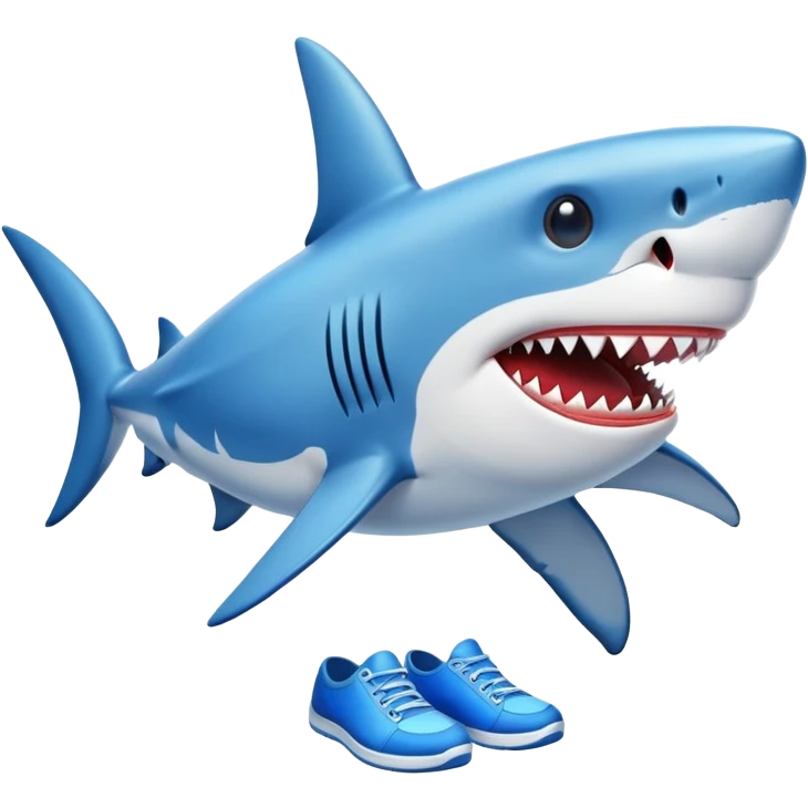 un tiburón con zapatos azules emoji