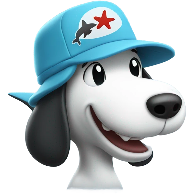 Snoopy with a shark hat emoji