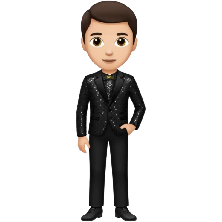 Colin Brittain from Linkin Park with dark brown hair, light skin, black sequin outfit emoji
