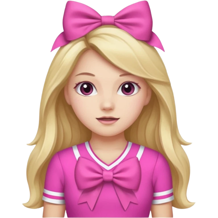 All star cheerleader long hair pink bow  emoji