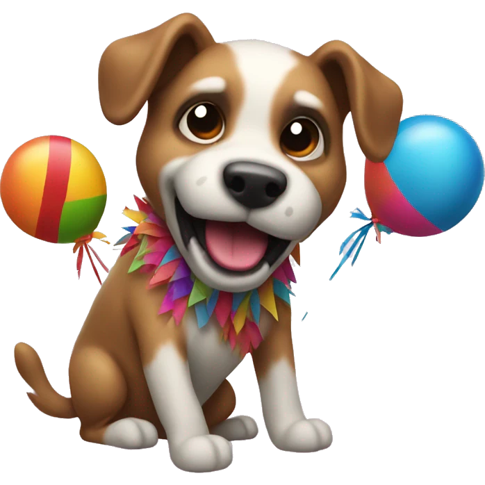 Dog hitting a piñata emoji