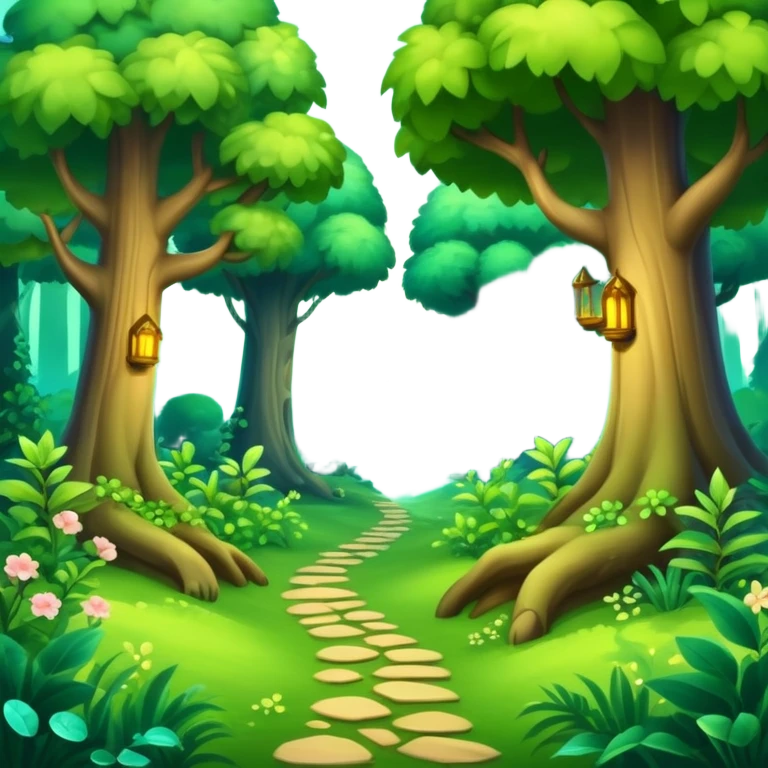 enchanted forest scene with lush trees and magical atmosphere emoji