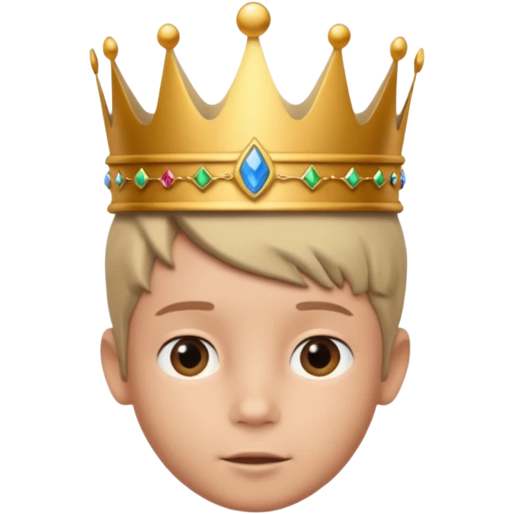 Royal Kid boy with crown head 3d only face half rotate emoji
