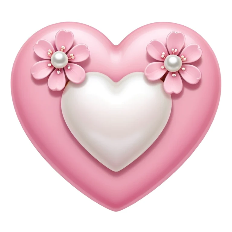heart with sakura and pearl accents emoji