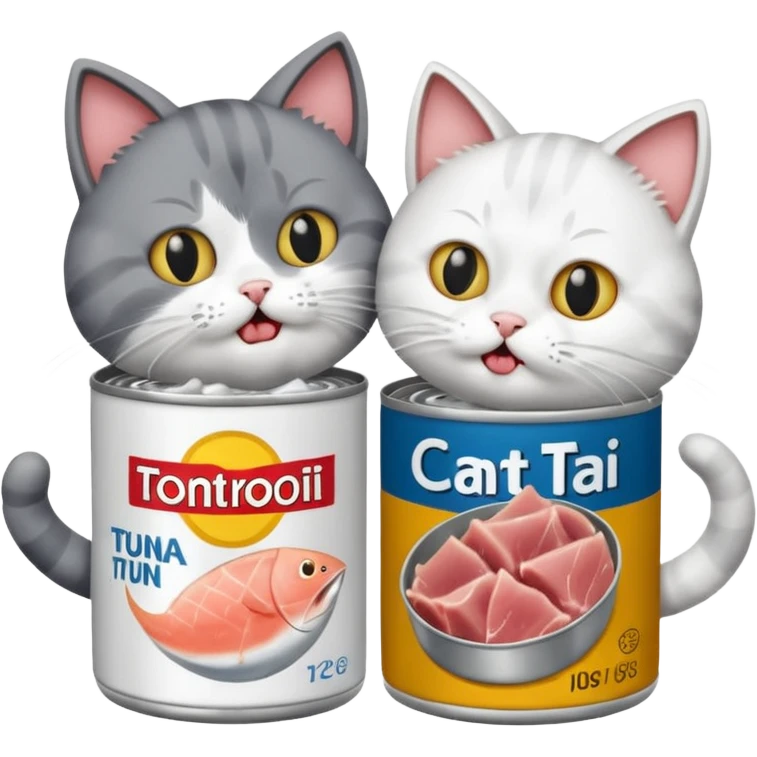 Two cats arguing over TUNA emoji