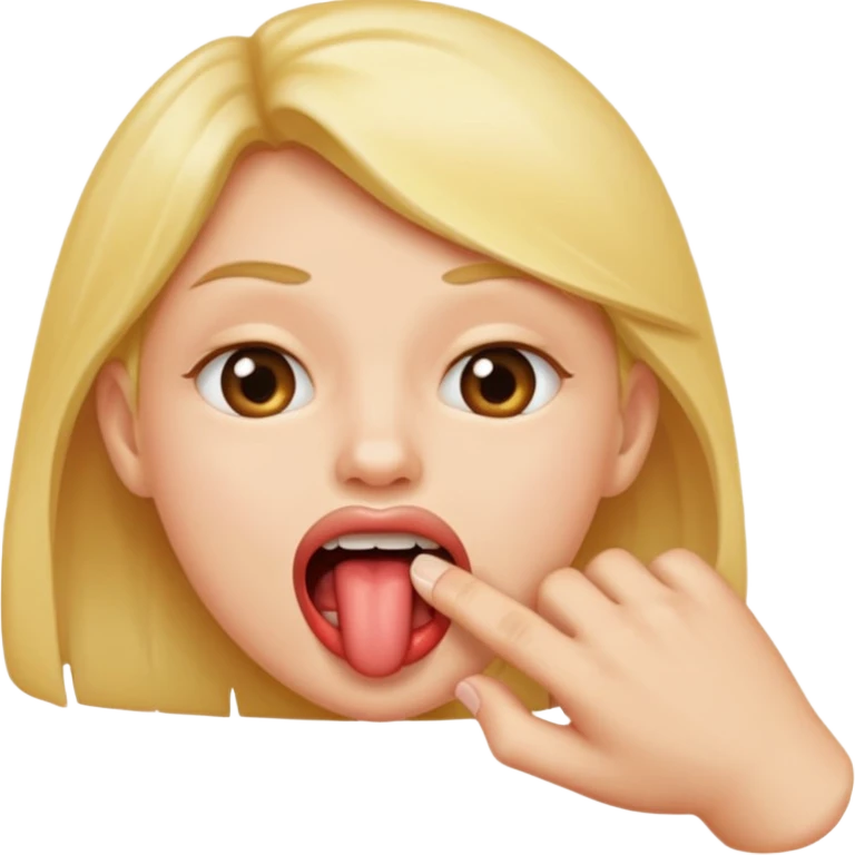 una boca mordiendo un dedo emoji