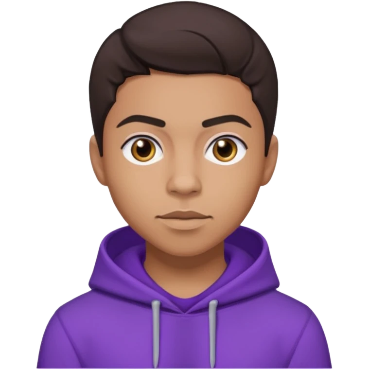 Quincy Brown with dark brown hair, light tan skin, purple outfit emoji