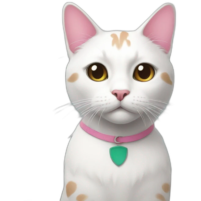 a white common cat with large brown spots on its mask-shaped face and a pink nose and white hair on the bridge. emoji