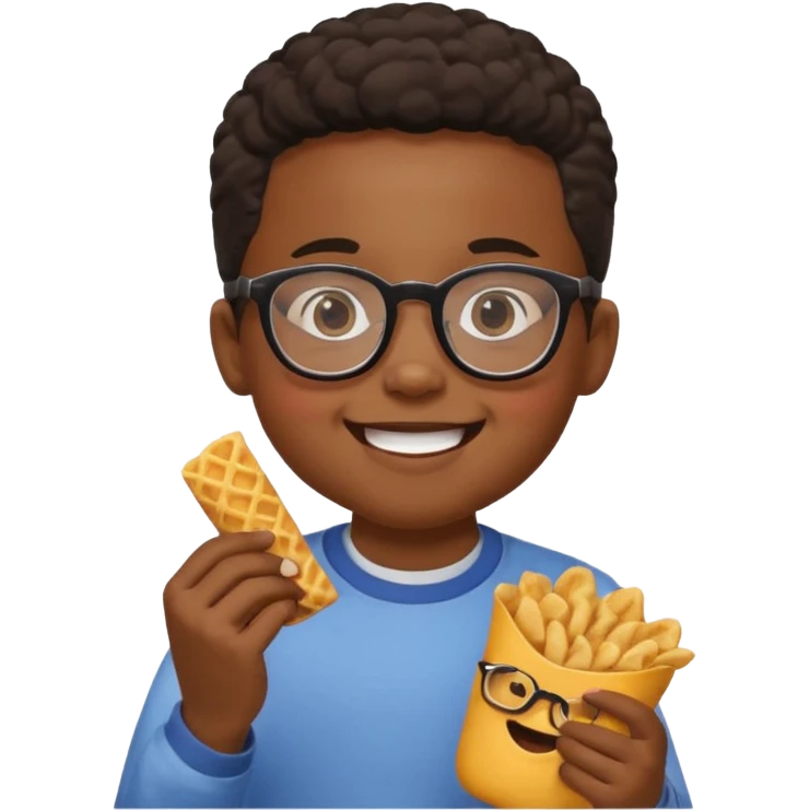 snack holding black kid with glasses on eyes emoji