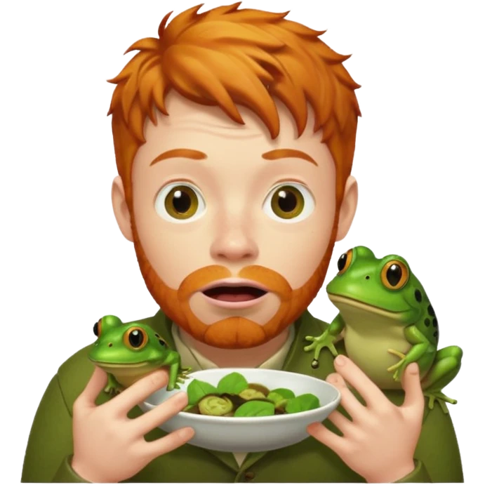 Ginger man eating frog emoji