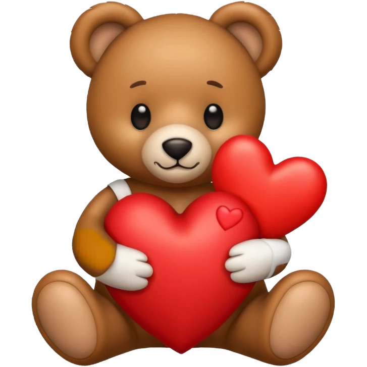 Teddy bear holding a red heart emoji