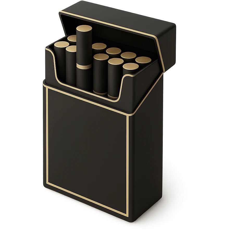 pack of cigarettes or cigarette icon in 3D black style emoji