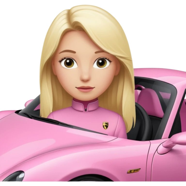Pink porsche taycan with blonde girl in front of it emoji