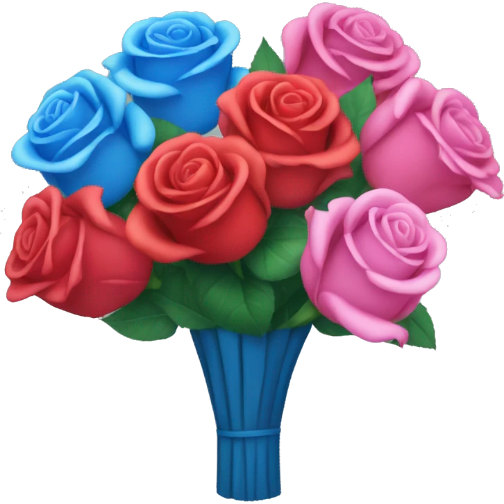 Bouquet of red pink blue roses emoji