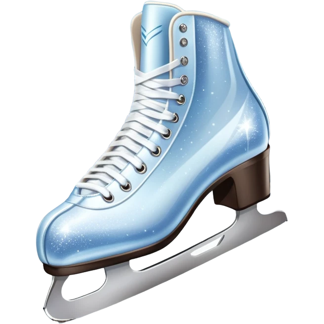 An icon showing elegant figure skates and a sparkling dress in close-up on an ice rink. The background features a graceful arena with soft lights reflecting on the smooth ice. Transparent background highlights the beauty, style, and artistry of figure skating. emoji