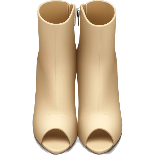 Realistic isolated top view of a pair of beige peep toe high heel ankle boots. emoji