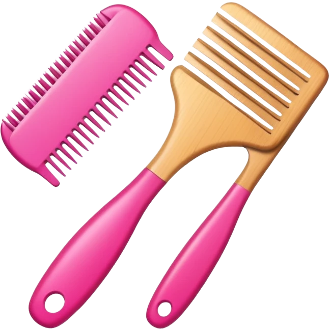 comb and brush crossed together, pink, Apple iOS style emoji emoji