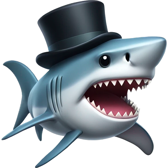 Shark with a top hat emoji