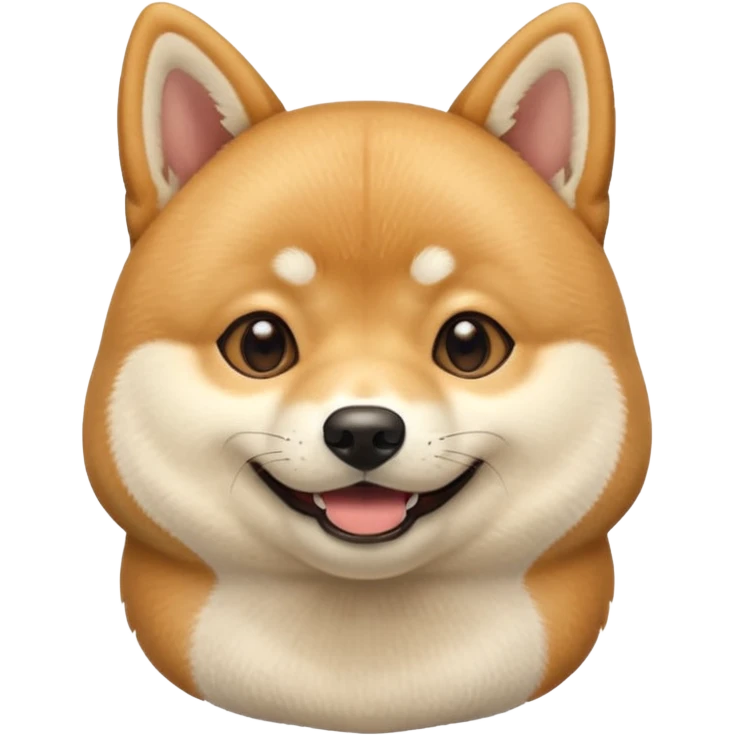 portrait of a shiba dog, smiling with closed mouth, no tongue showing emoji