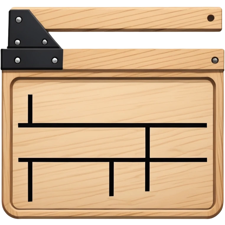 simple clapperboard from top view, geometric outline with thin black lines and single diagonal line, minimalist emoji