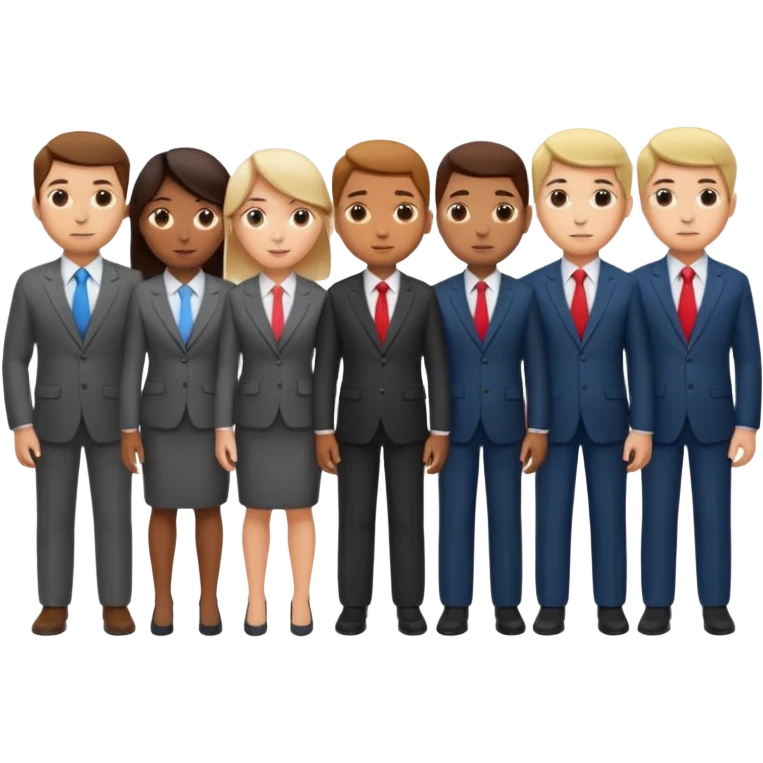 A row of five people standing one behind the other, all facing to the right emoji