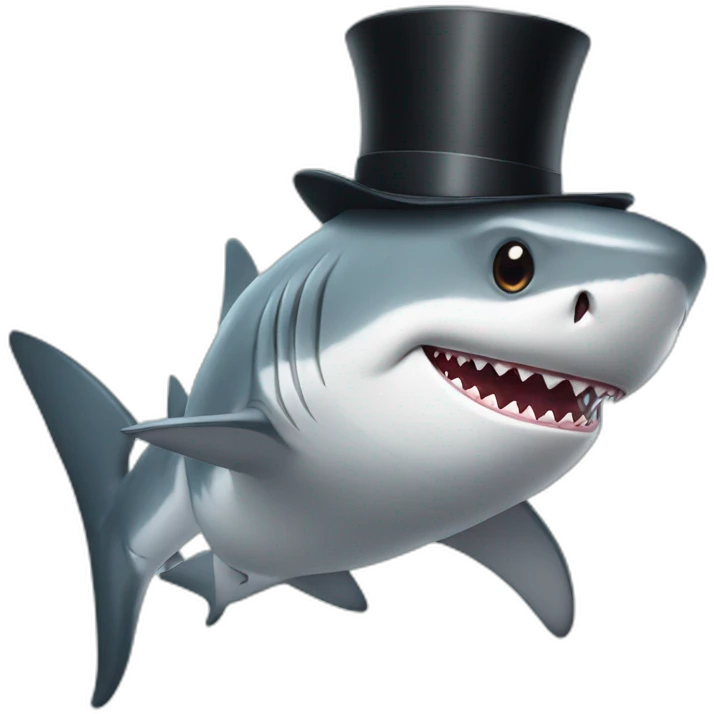Shark with a top hat emoji
