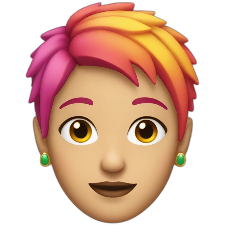female face with studs and colourful short hair emoji