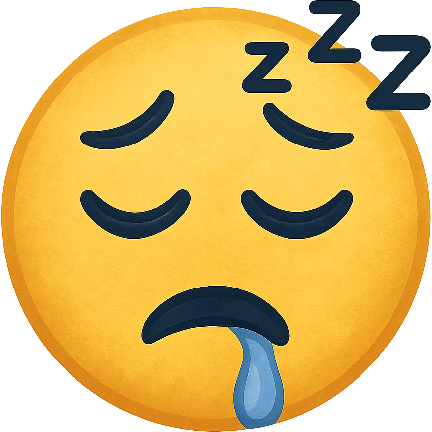face with sleepy drool emoji, digital illustration emoji