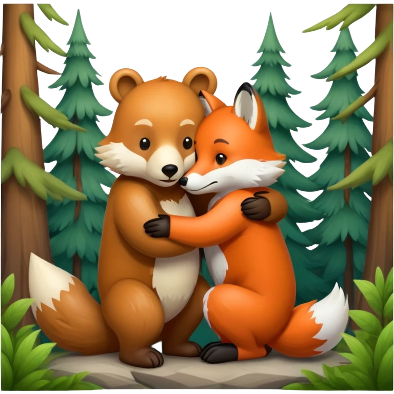 Bear hug a fox emoji