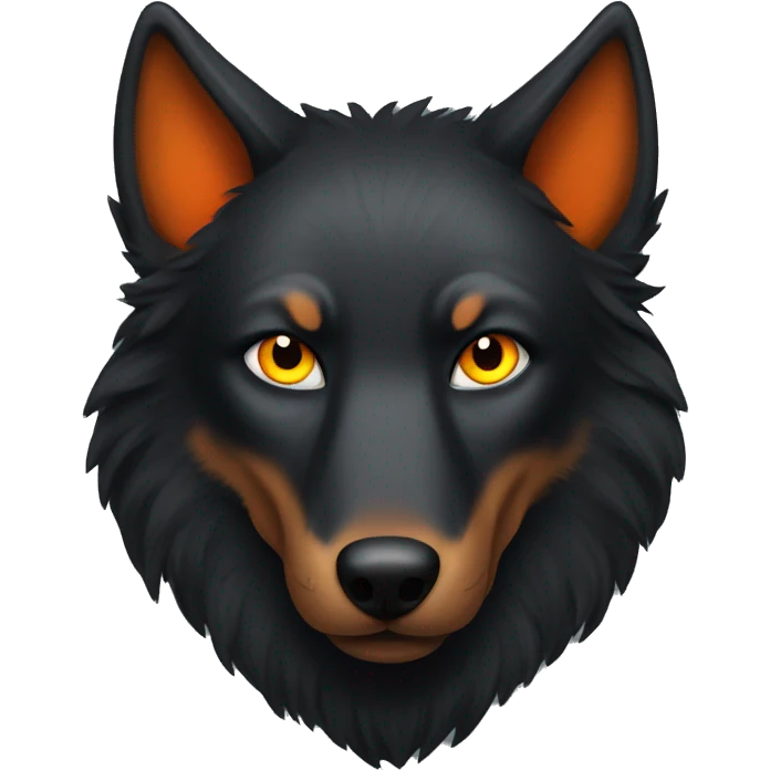 Black wolf with big orange eyes emoji