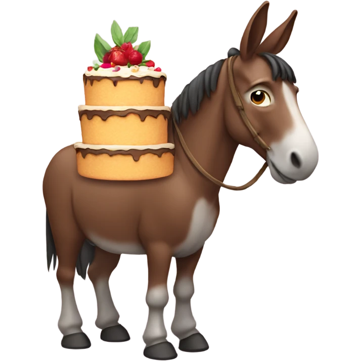 Mule carrying cake emoji