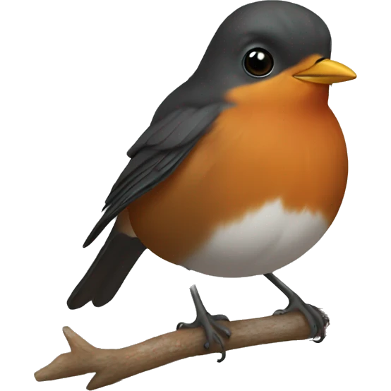 European robin with black hoodie emoji