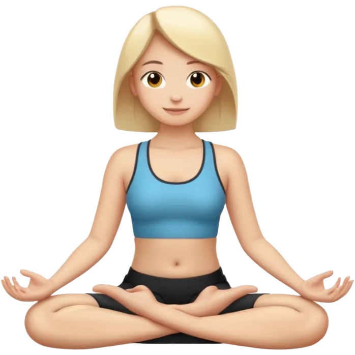 человек в позе лотоса, руки на коленях, легкая улыбка, стиль эмодзи emoji
