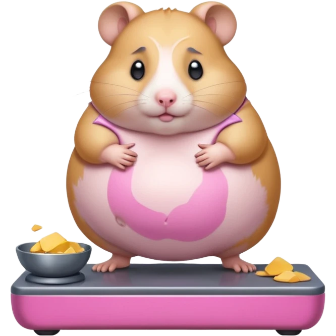 fat hamster big belly stepping on a broken scale looking guilty emoji