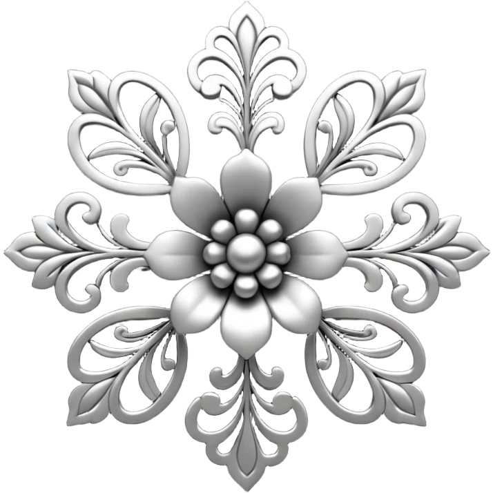 Black and silver floral filigree design, 3D, extremely detailed design emoji