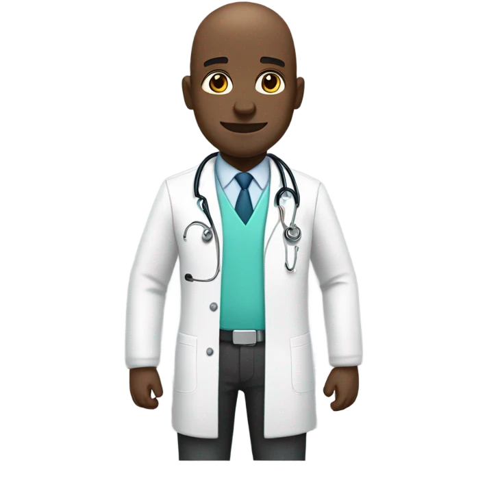 Black bald man doctor  emoji