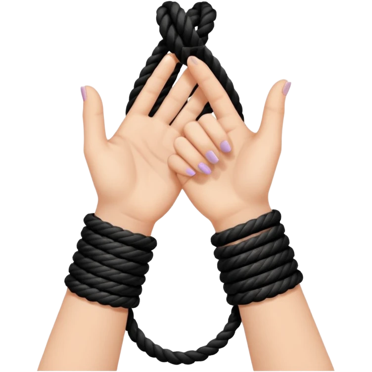 Woman’s hands tied with black rope  emoji