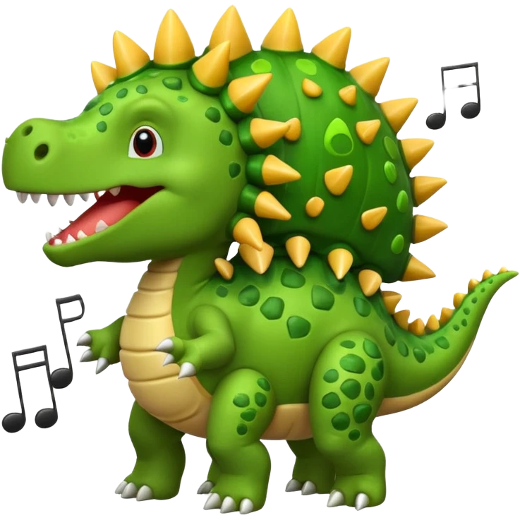 cartoon stegosaurus with music notes funny face emoji