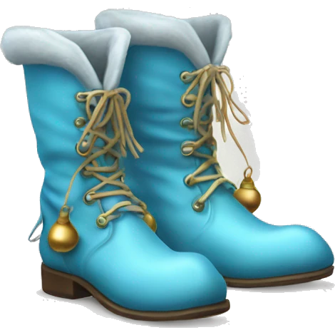 Realistic isolated light blue elf boots with bells. emoji