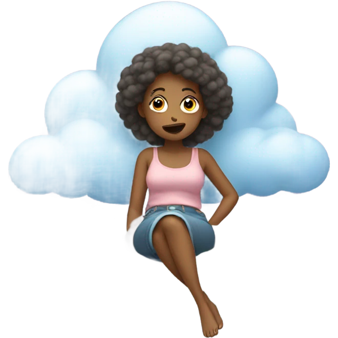Woman dizzy on a cloud emoji