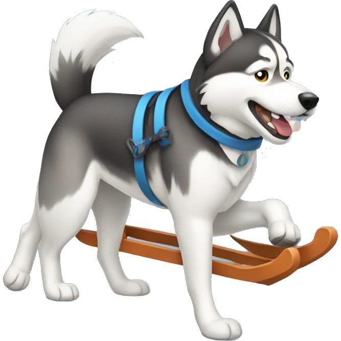 Husky pulling a sled  emoji