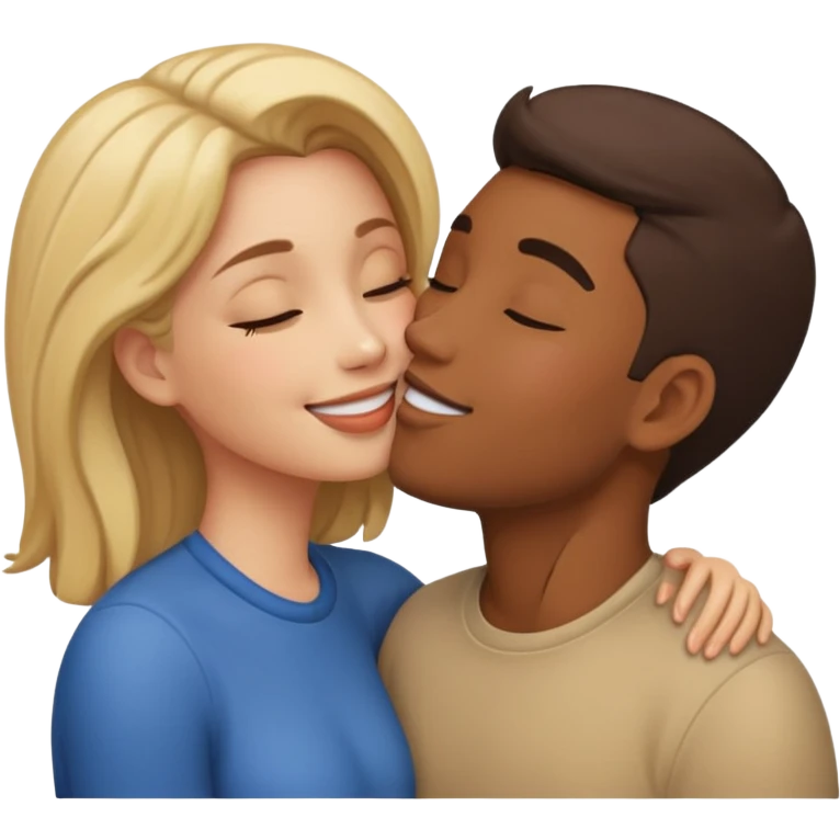 Interracial kiss  emoji