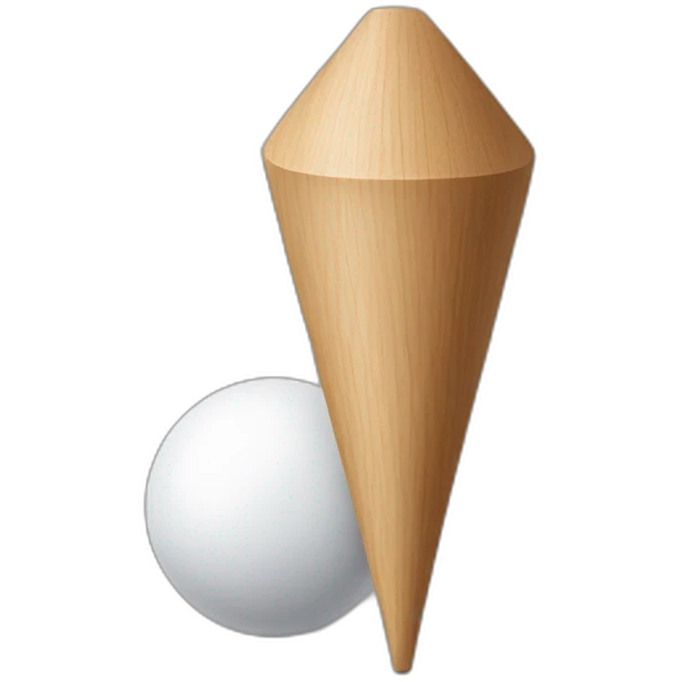 Wooden cone tip up with white ball on tip emoji