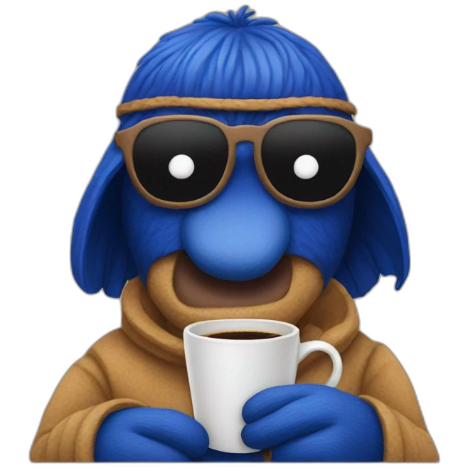 Grover with coffee emoji