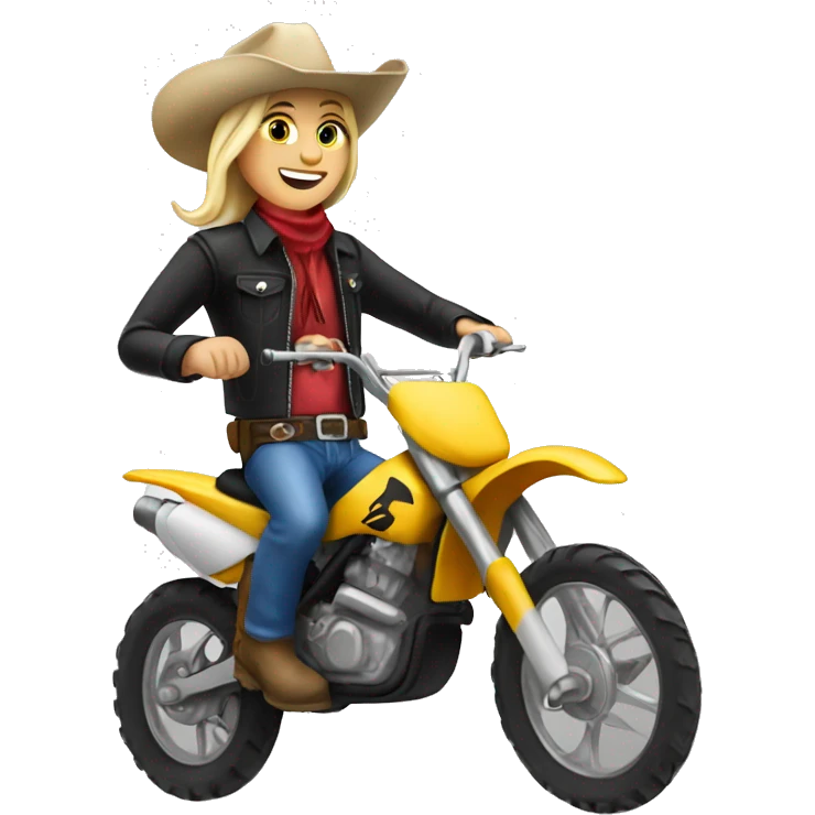 a blonde cowboy on a dirtbike emoji