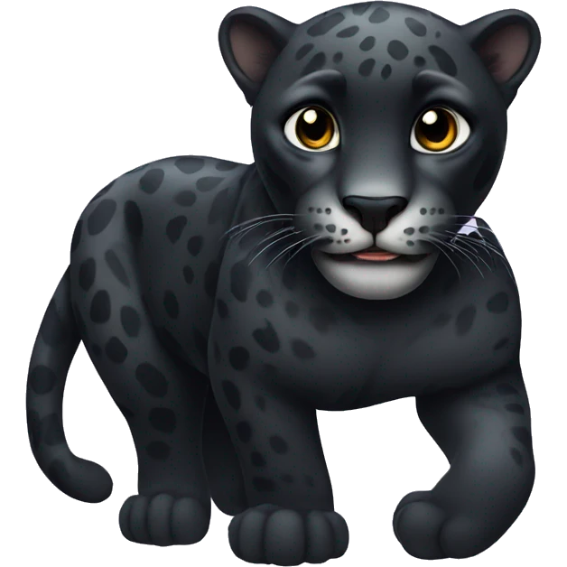 Black jaguar look cute emoji