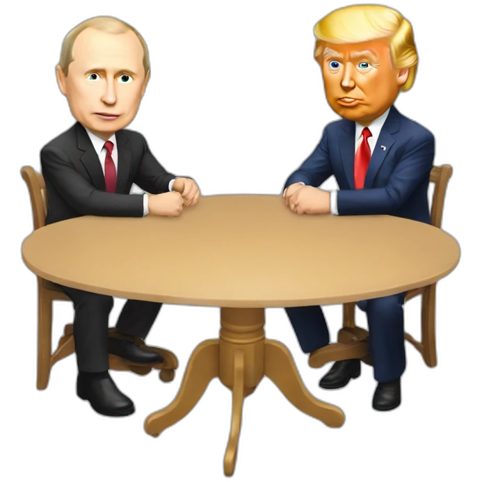 Table for 4 people . There Putin , Bayden , Trump , Obama emoji